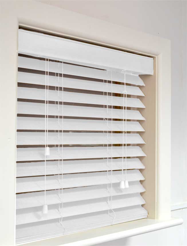 white wooden venetian blinds  71