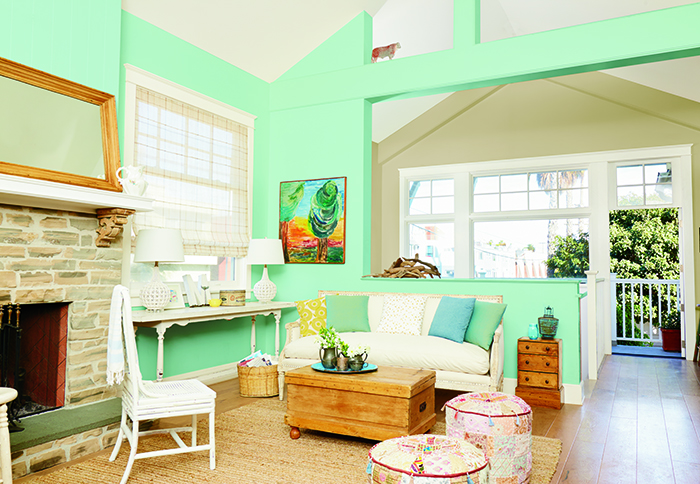 blue-green living room
