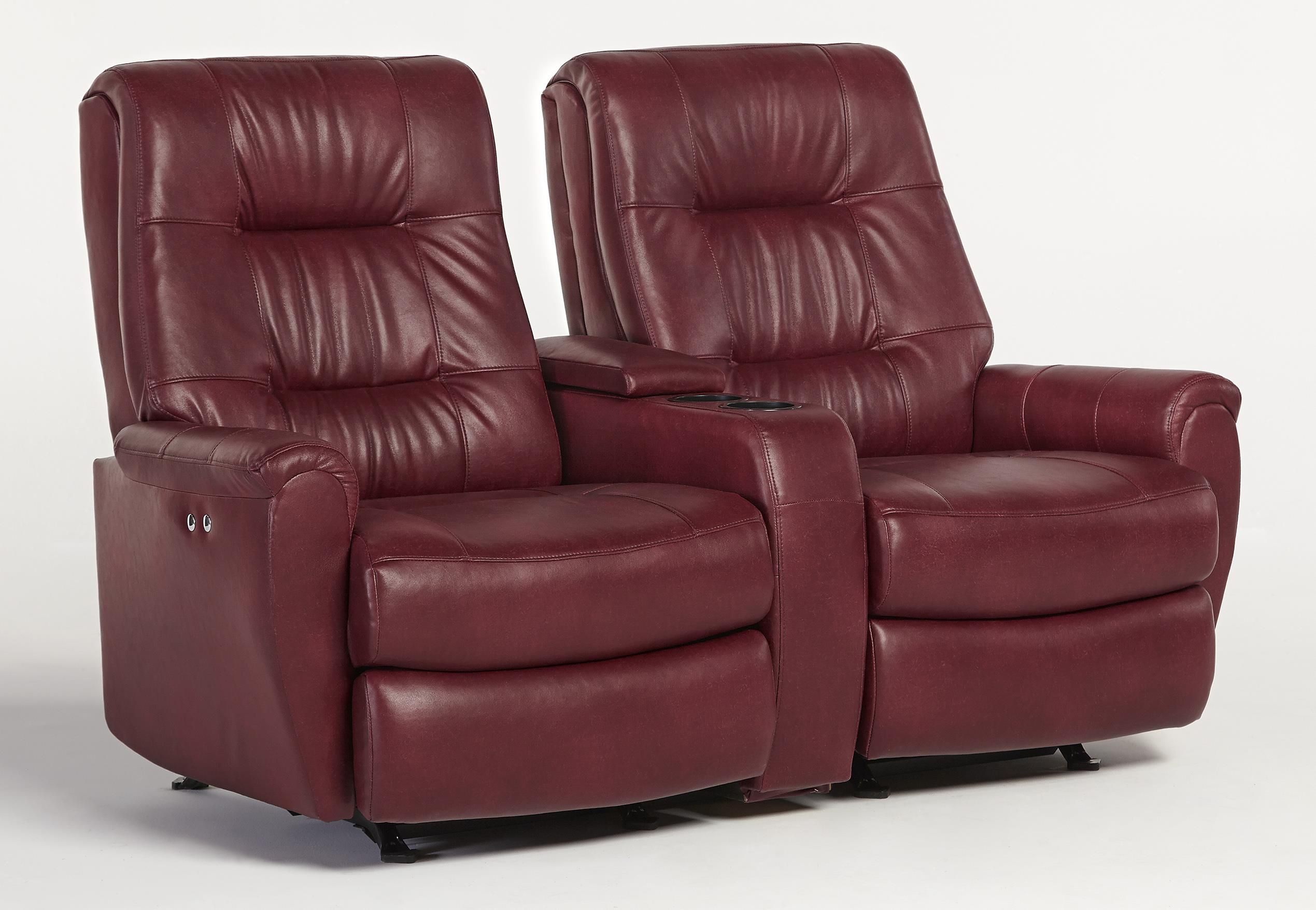 Recliner+Loveseats+for+Small+Spaces | Small-Scale Reclining Space Saver  Loveseat with Drink and Storage .